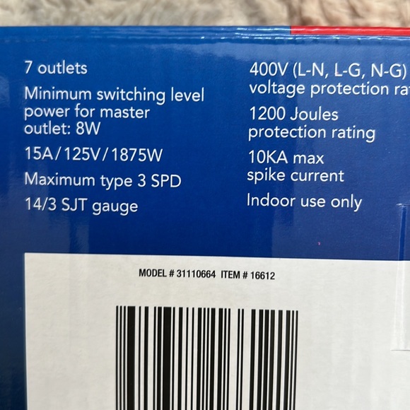 Sunbeam Advanced 7 Outlet Power Strip
New in box - Picture 3 of 9